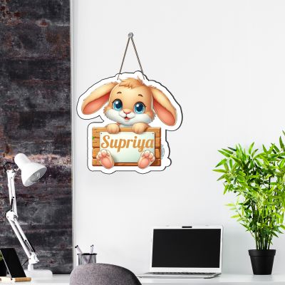 Rabbit Cute Animal Wooden Wall Hanging Customized With Name Kids Room, Living Room, Home Decor Birthday Gift For Kids